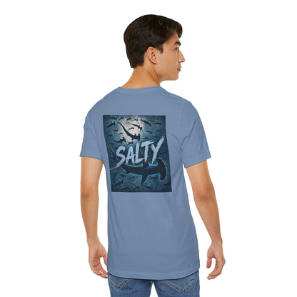 Salty Shark Graphic Tee — Ocean Shark Silhouette Short Sleeve T-Shirt