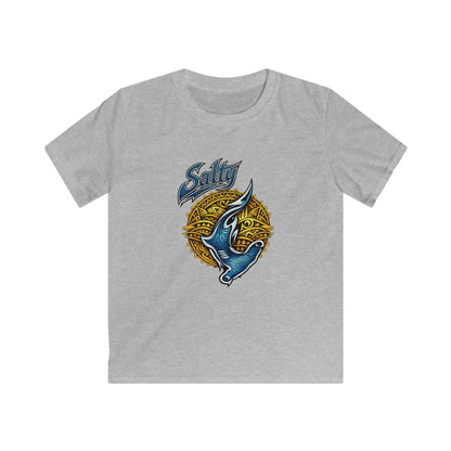 Kids Tee — Blue Shark Graphic “Shaka” Surf Style