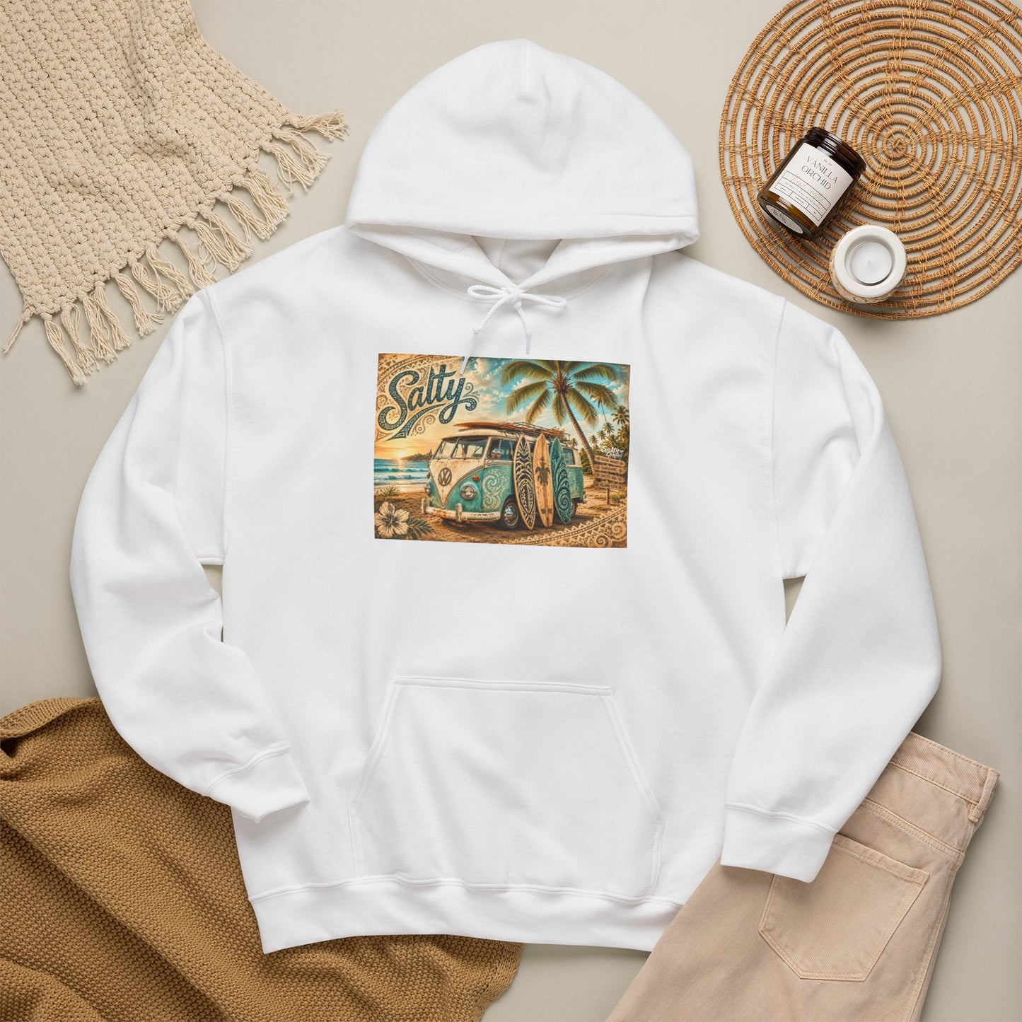 Vintage Salty Surf Hoodie — Retro VW Van Beach Pullover