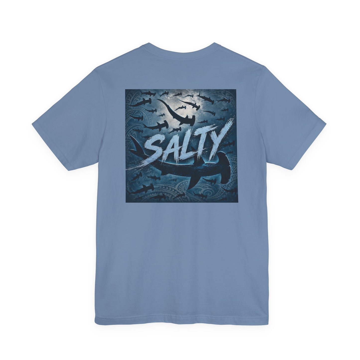Salty Shark Graphic Tee — Ocean Shark Silhouette Short Sleeve T-Shirt