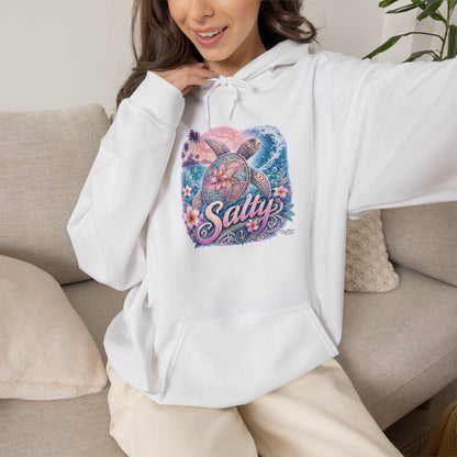 Salty Turtle Hoodie — Pastel Ocean Graphic Sweatshirt