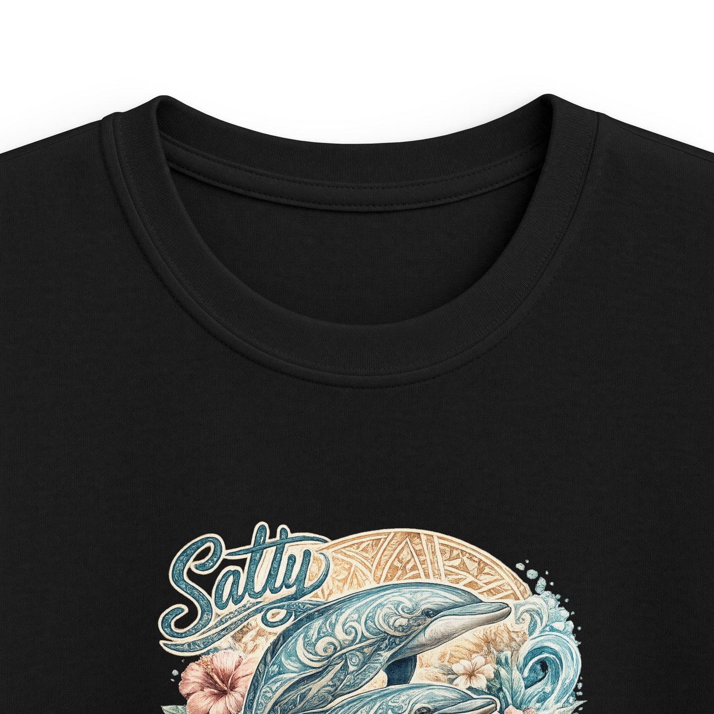 Kids T-Shirt — 'Surfing Dolphin' Retro Ocean Graphic Tee ("Salty")