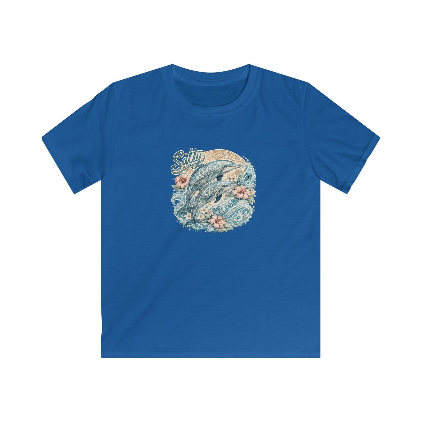 Kids T-Shirt — 'Surfing Dolphin' Retro Ocean Graphic Tee ("Salty")