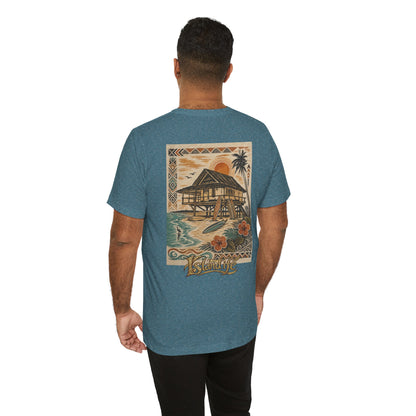 Tropical Beach Hut Tee — Vintage Hawaiian Surf Graphic T-Shirt
