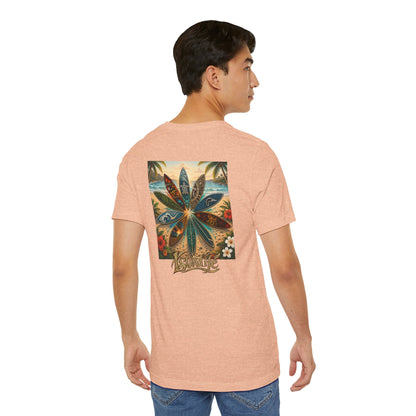 Surfboard Round Table Tee — Tropical Beach Vibes Graphic T-Shirt