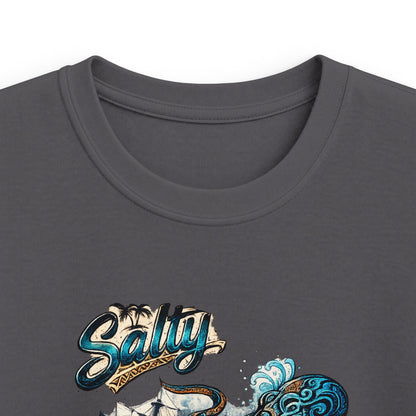 Kids Tee – Colorful Octopus Beach Illustration with "Salty" Script