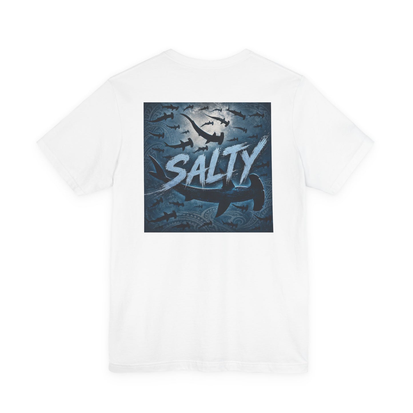 Salty Shark Graphic Tee — Ocean Shark Silhouette Short Sleeve T-Shirt