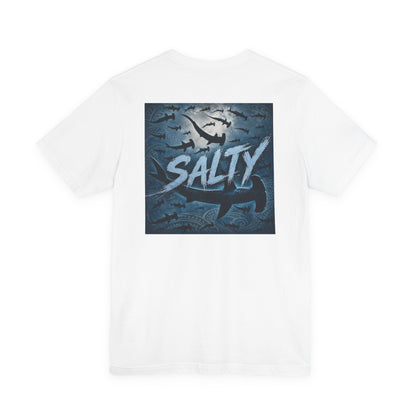 Salty Shark Graphic Tee — Ocean Shark Silhouette Short Sleeve T-Shirt