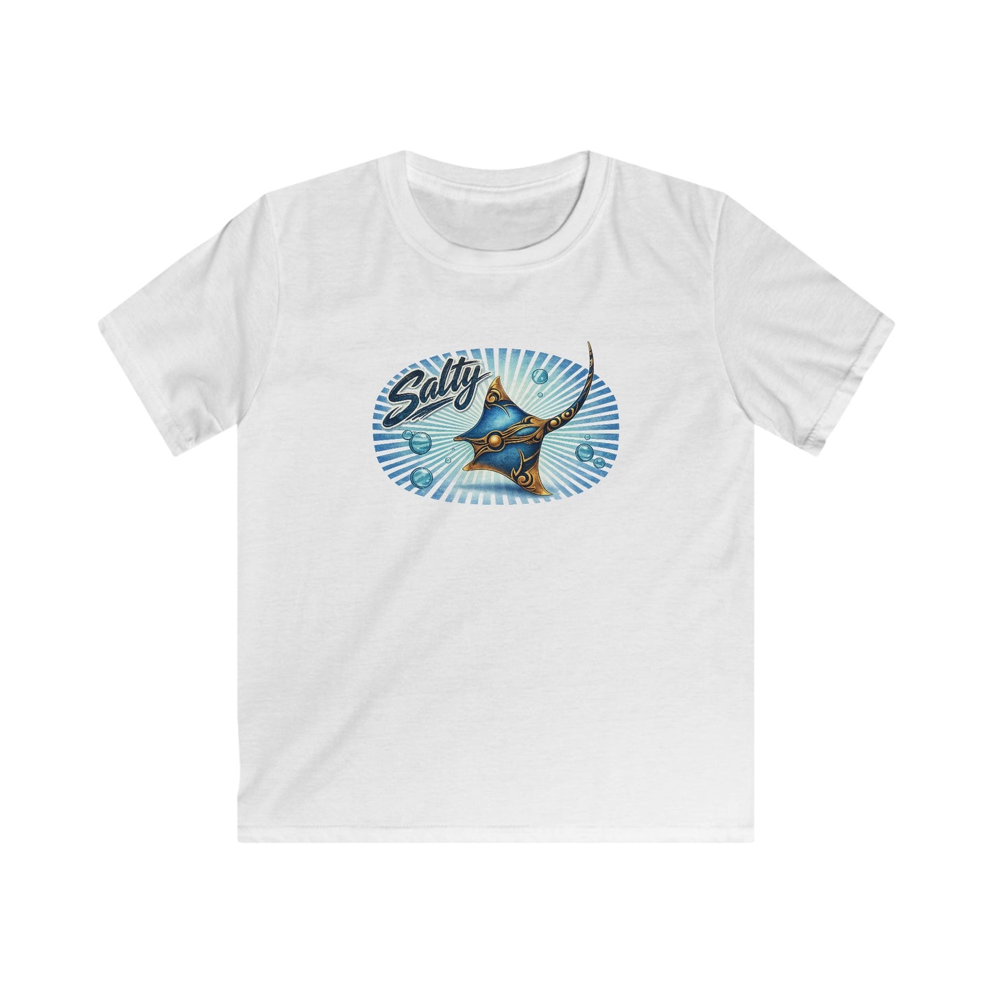 Kids Tee - 'Salty' Manta Ray Beach Surf Graphic