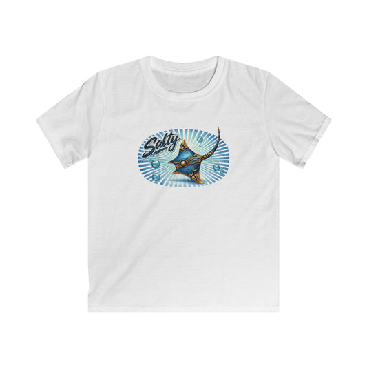 Kids Tee - 'Salty' Manta Ray Beach Surf Graphic