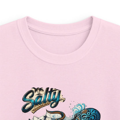 Kids Tee – Colorful Octopus Beach Illustration with "Salty" Script