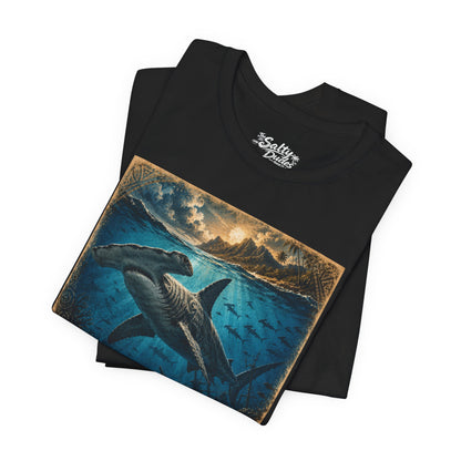 Whale Sunset Graphic Tee — Ocean Life Shark Illustration Shirt