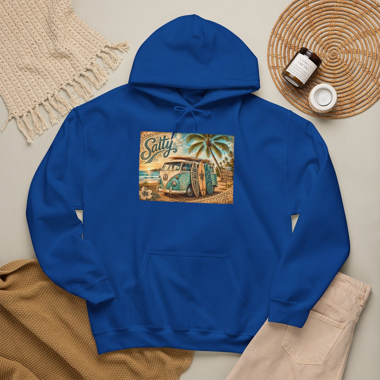 Vintage Salty Surf Hoodie — Retro VW Van Beach Pullover