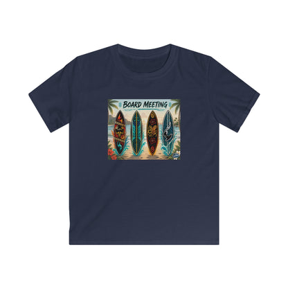 Kids Tee — "Board Meeting" Surfboard Graphic Beach Shirt