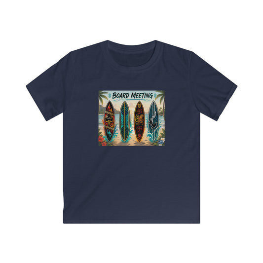 Kids Tee — "Board Meeting" Surfboard Graphic Beach Shirt
