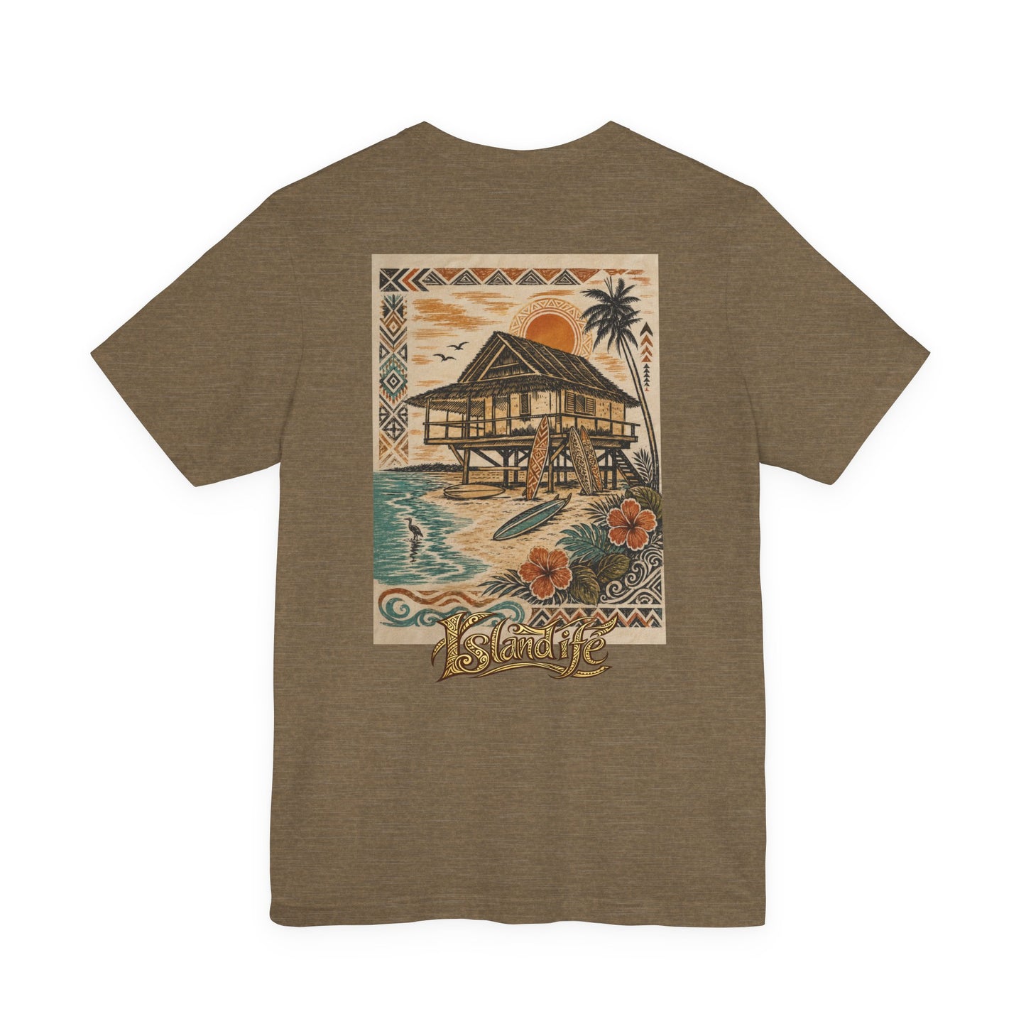 Tropical Beach Hut Tee — Vintage Hawaiian Surf Graphic T-Shirt