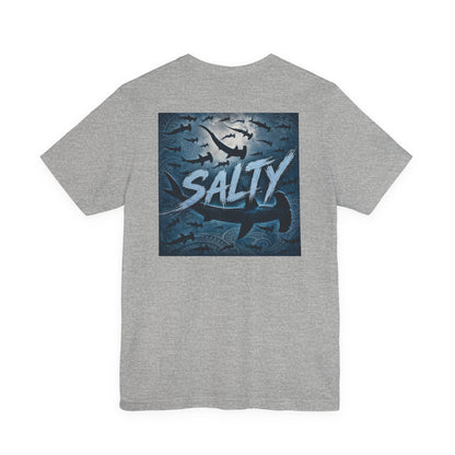 Salty Shark Graphic Tee — Ocean Shark Silhouette Short Sleeve T-Shirt