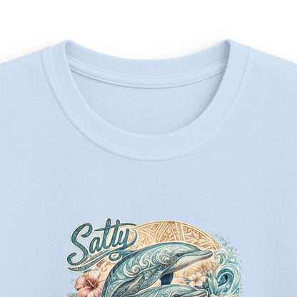 Kids T-Shirt — 'Surfing Dolphin' Retro Ocean Graphic Tee ("Salty")