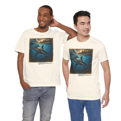 Whale Sunset Graphic Tee — Ocean Life Shark Illustration Shirt