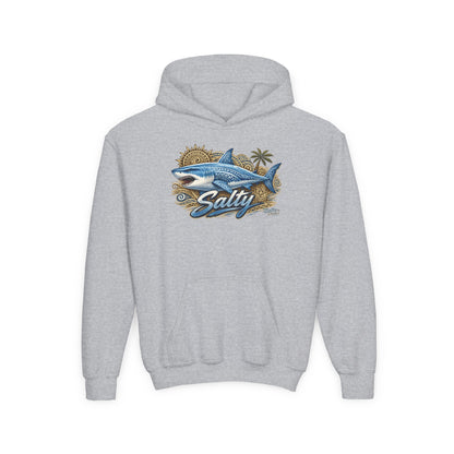 Youth Hoodie — 'Salty' Shark Surf Graphic
