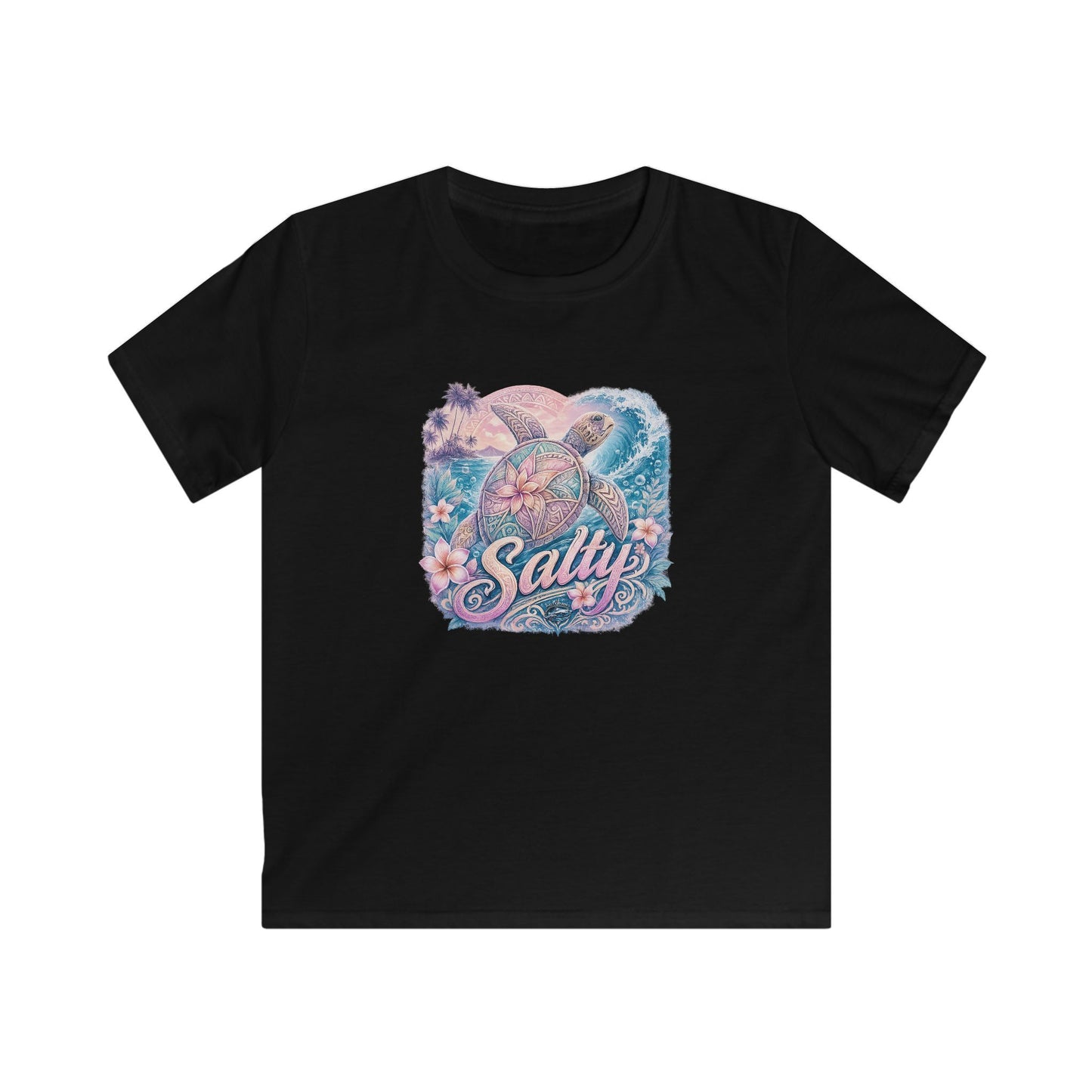 Kids Tee — 'Salty' Tropical Surf Graphic Shirt for Beach-Loving Kids