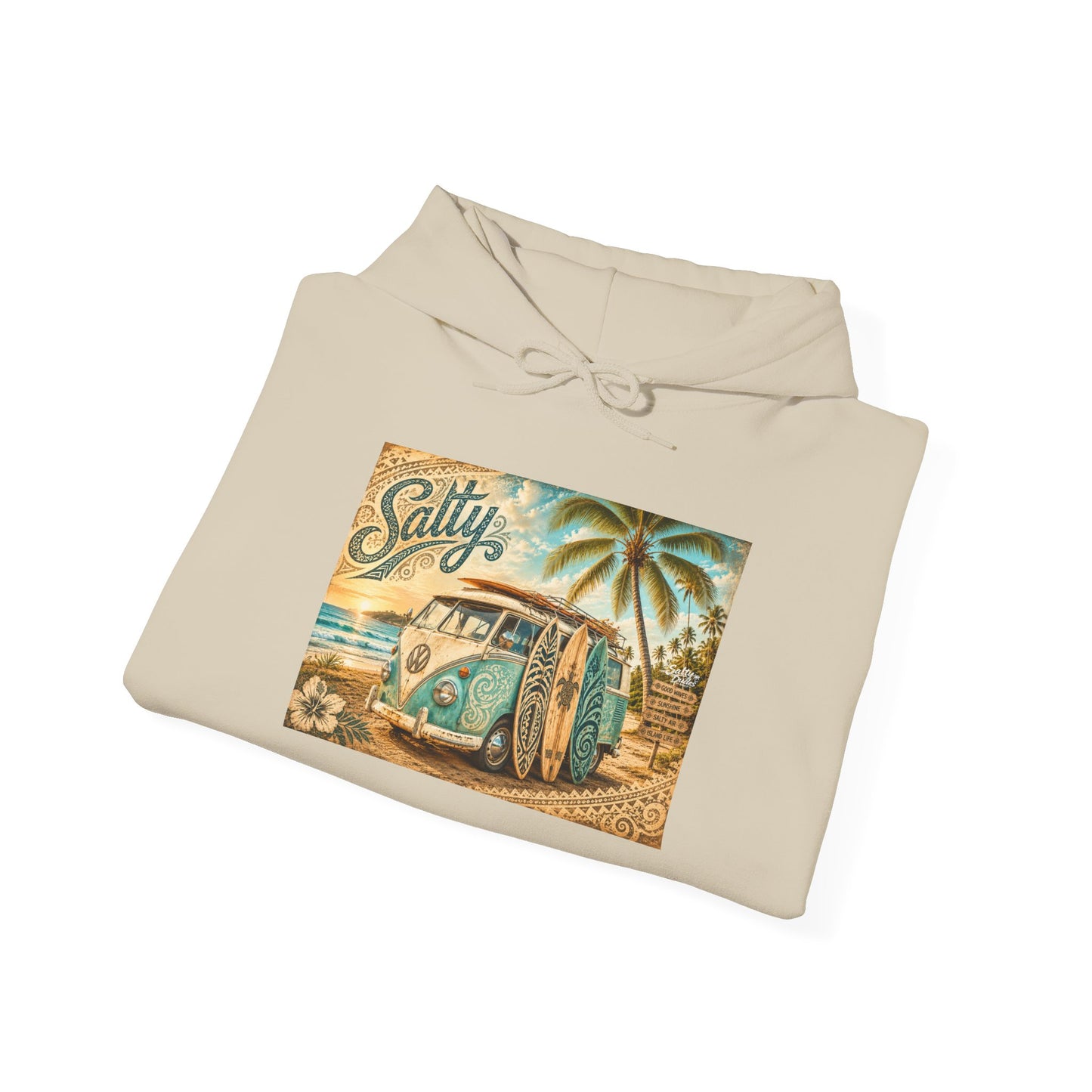Vintage Salty Surf Hoodie — Retro VW Van Beach Pullover