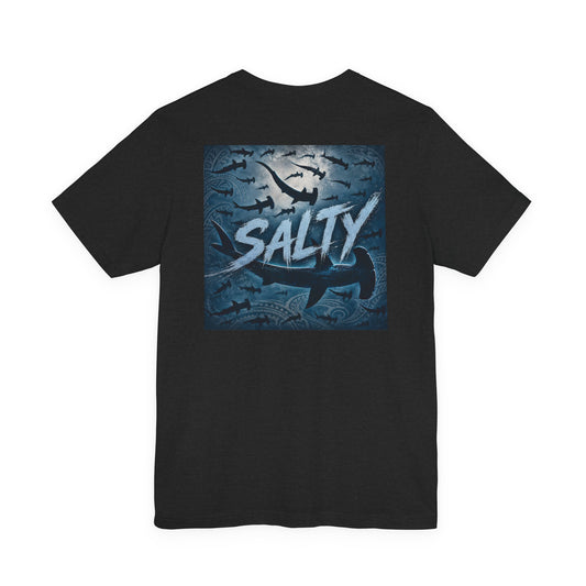 Salty Shark Graphic Tee — Ocean Shark Silhouette Short Sleeve T-Shirt