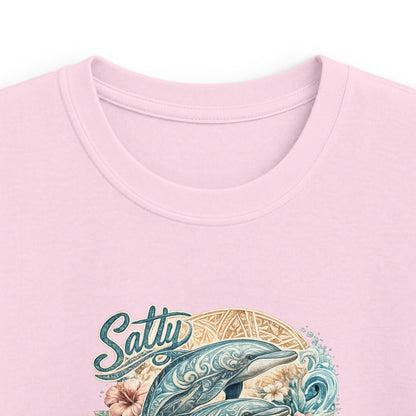 Kids T-Shirt — 'Surfing Dolphin' Retro Ocean Graphic Tee ("Salty")