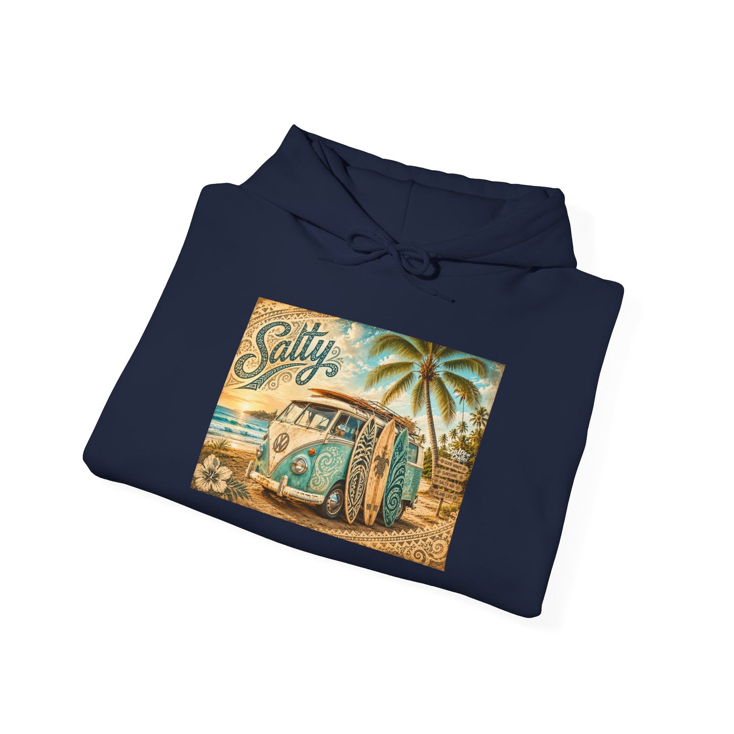 Vintage Salty Surf Hoodie — Retro VW Van Beach Pullover