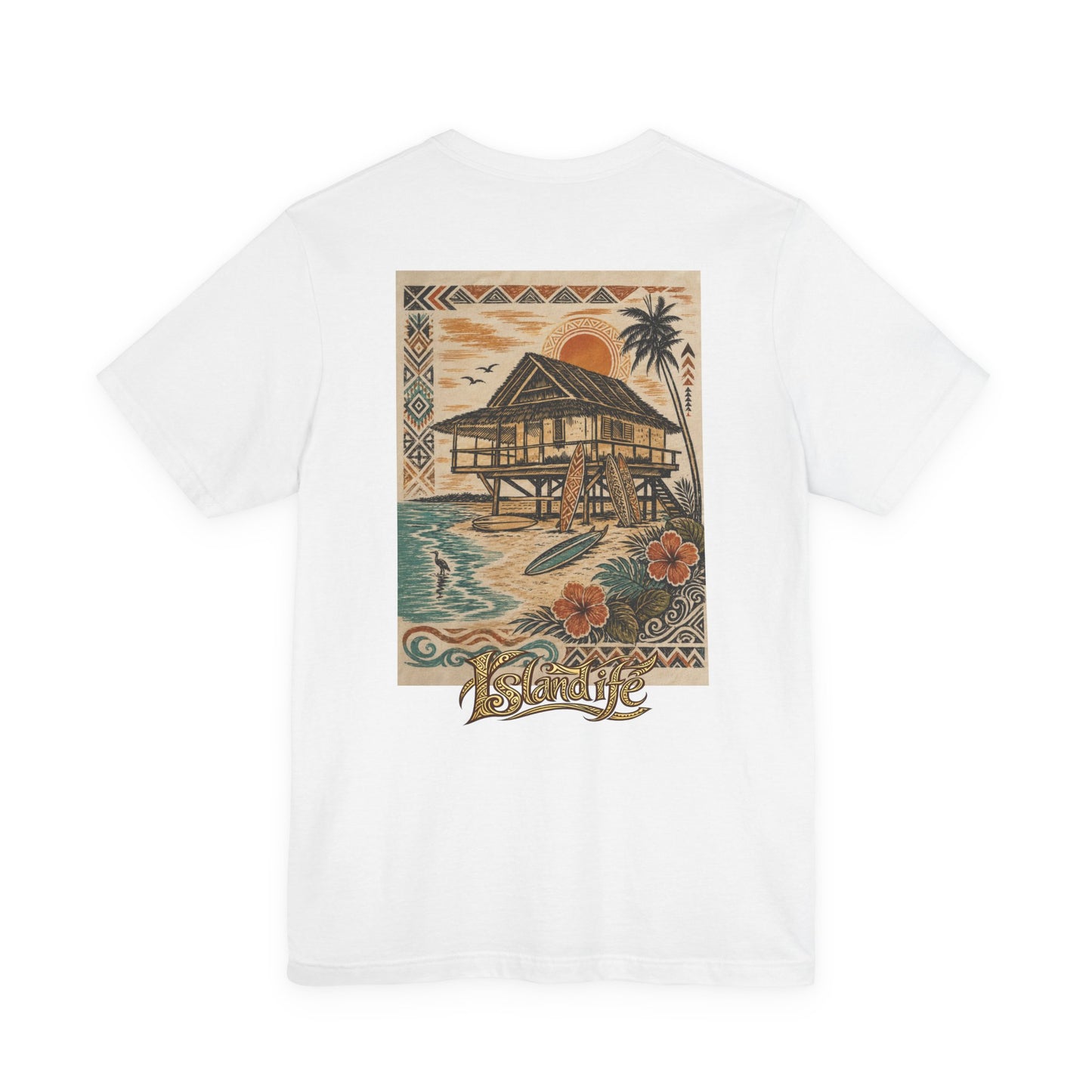 Tropical Beach Hut Tee — Vintage Hawaiian Surf Graphic T-Shirt