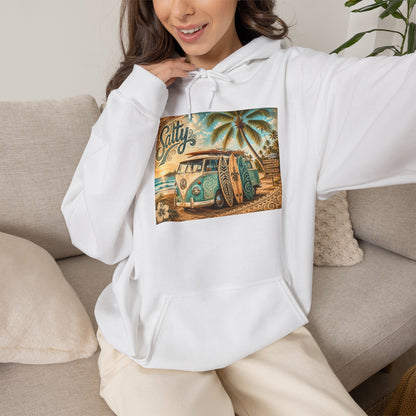 Vintage Salty Surf Hoodie — Retro VW Van Beach Pullover
