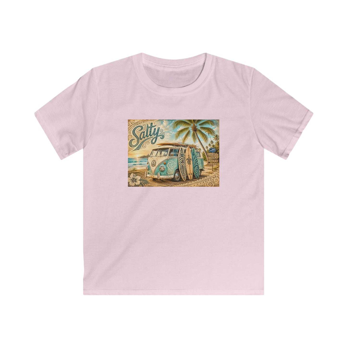 Kids Beach Van T‑Shirt – "Salty" Retro Surf Camper Tee for Boys & Girls