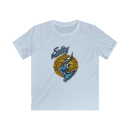 Kids Tee — Blue Shark Graphic “Shaka” Surf Style