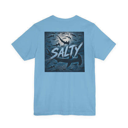 Salty Shark Graphic Tee — Ocean Shark Silhouette Short Sleeve T-Shirt