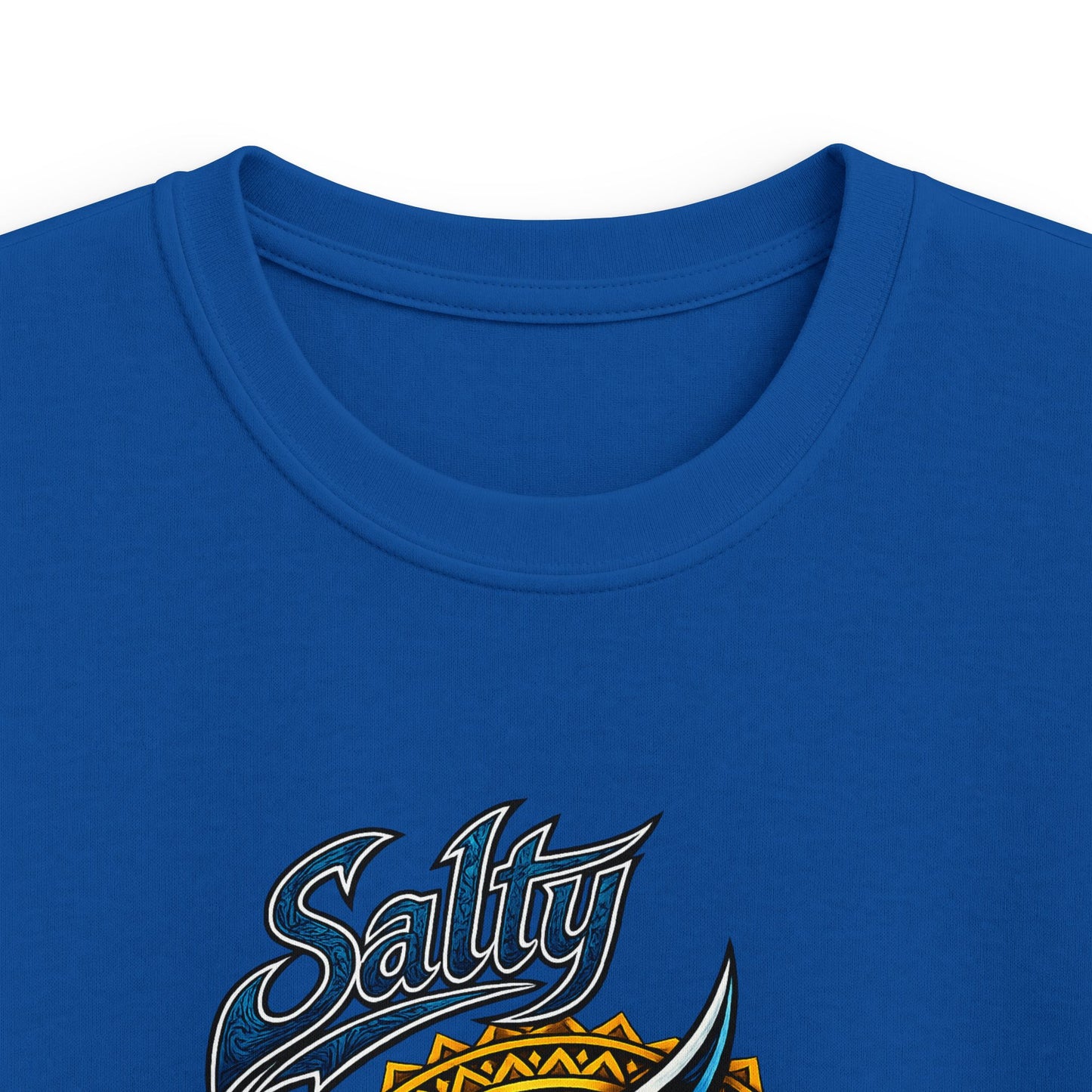 Kids Tee — Blue Shark Graphic “Shaka” Surf Style