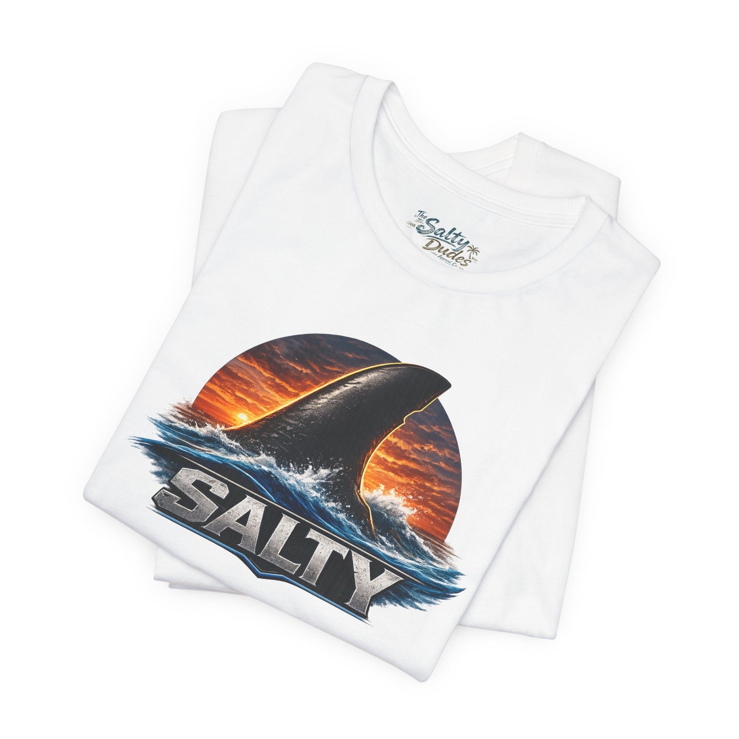 Salty Shark Tee – Ocean Sunset Shark Fin T‑Shirt