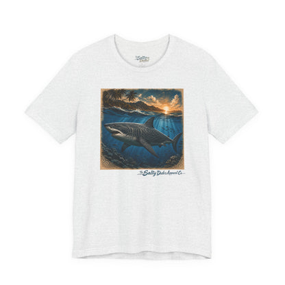 Great White Sunset Graphic Tee — Ocean Surf Adventure Shirt