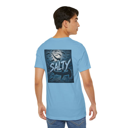 Salty Shark Graphic Tee — Ocean Shark Silhouette Short Sleeve T-Shirt