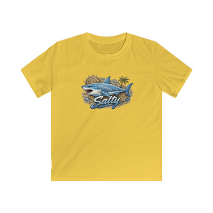 Kids Tee — 'Salty' Shark Beach Graphic Shirt for Boys & Girls