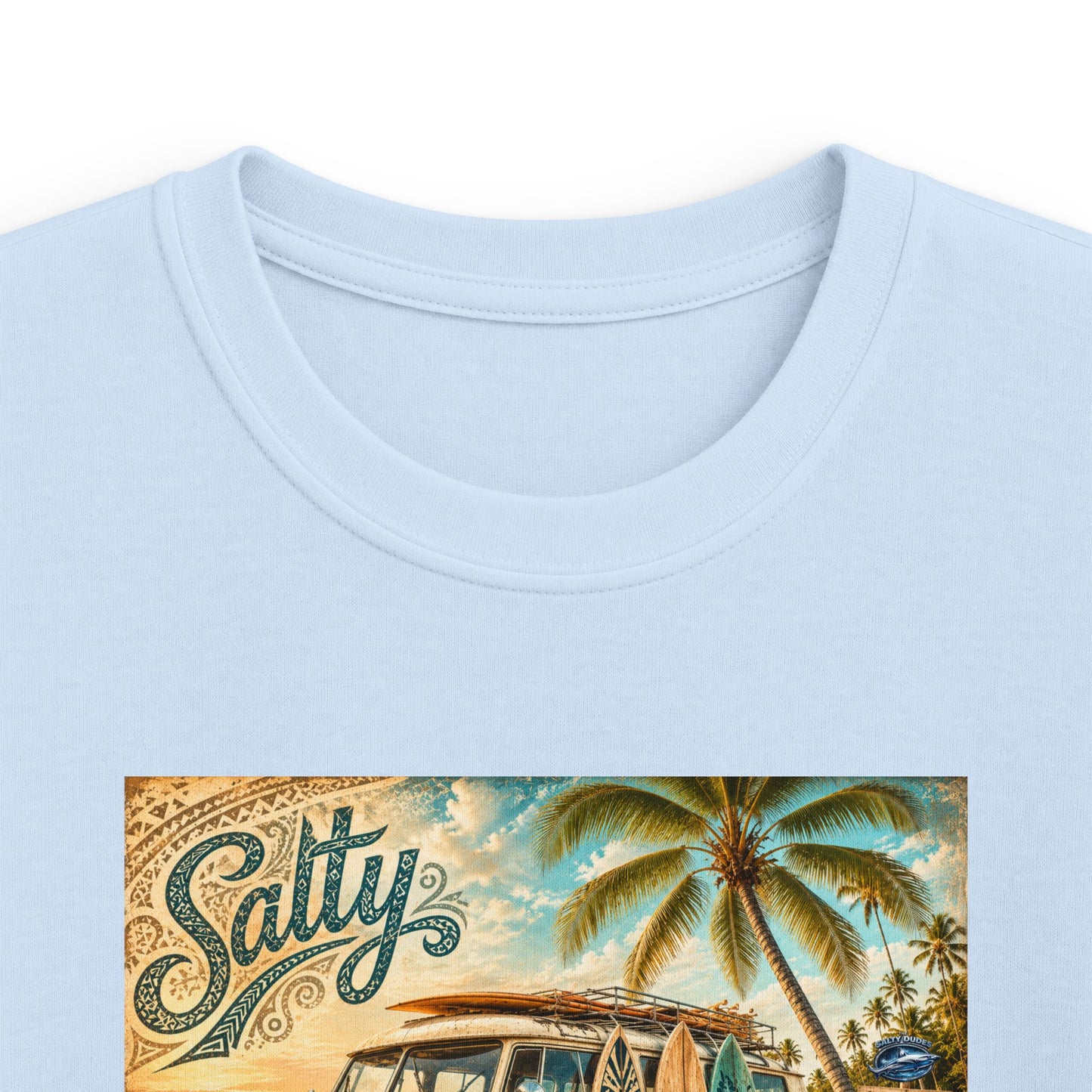 Kids Beach Van T‑Shirt – "Salty" Retro Surf Camper Tee for Boys & Girls