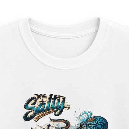 Kids Tee – Colorful Octopus Beach Illustration with "Salty" Script