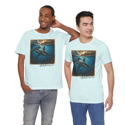 Whale Sunset Graphic Tee — Ocean Life Shark Illustration Shirt