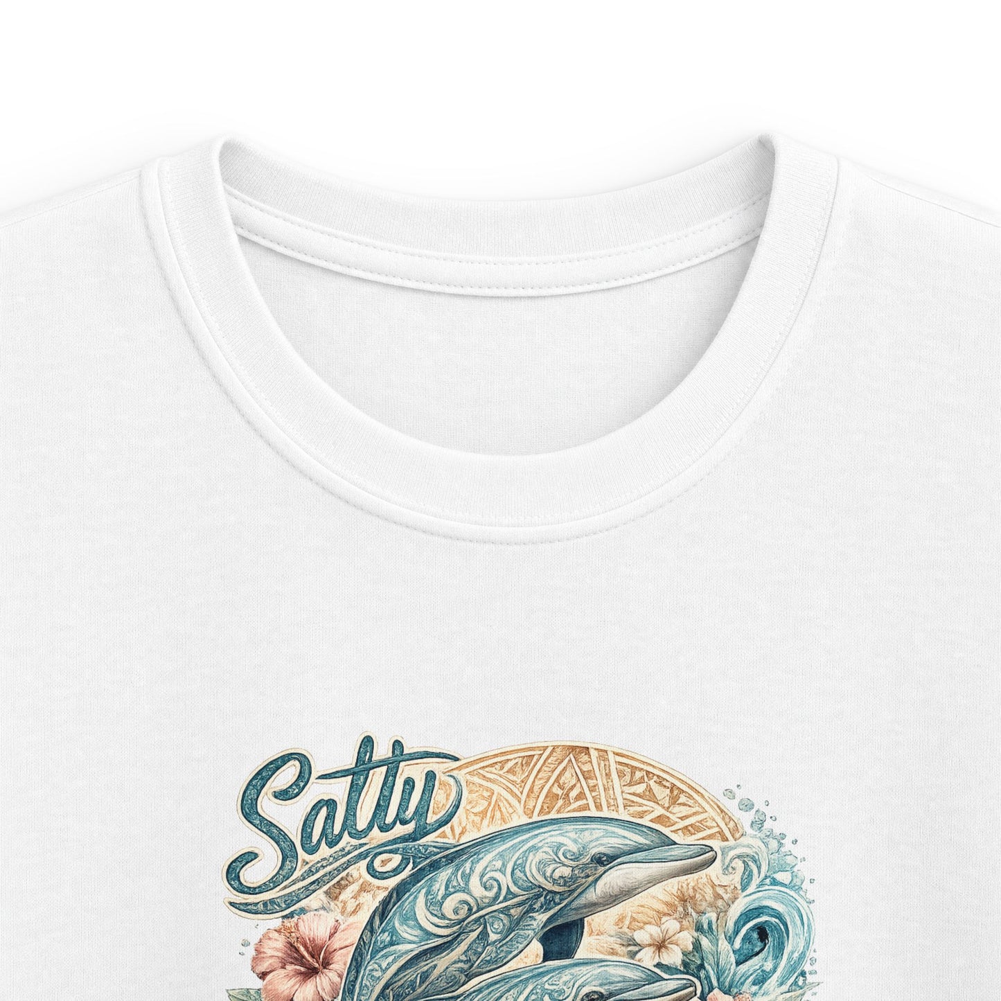 Kids T-Shirt — 'Surfing Dolphin' Retro Ocean Graphic Tee ("Salty")