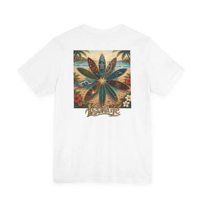 Surfboard Round Table Tee — Tropical Beach Vibes Graphic T-Shirt