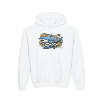 Youth Hoodie — 'Salty' Shark Surf Graphic