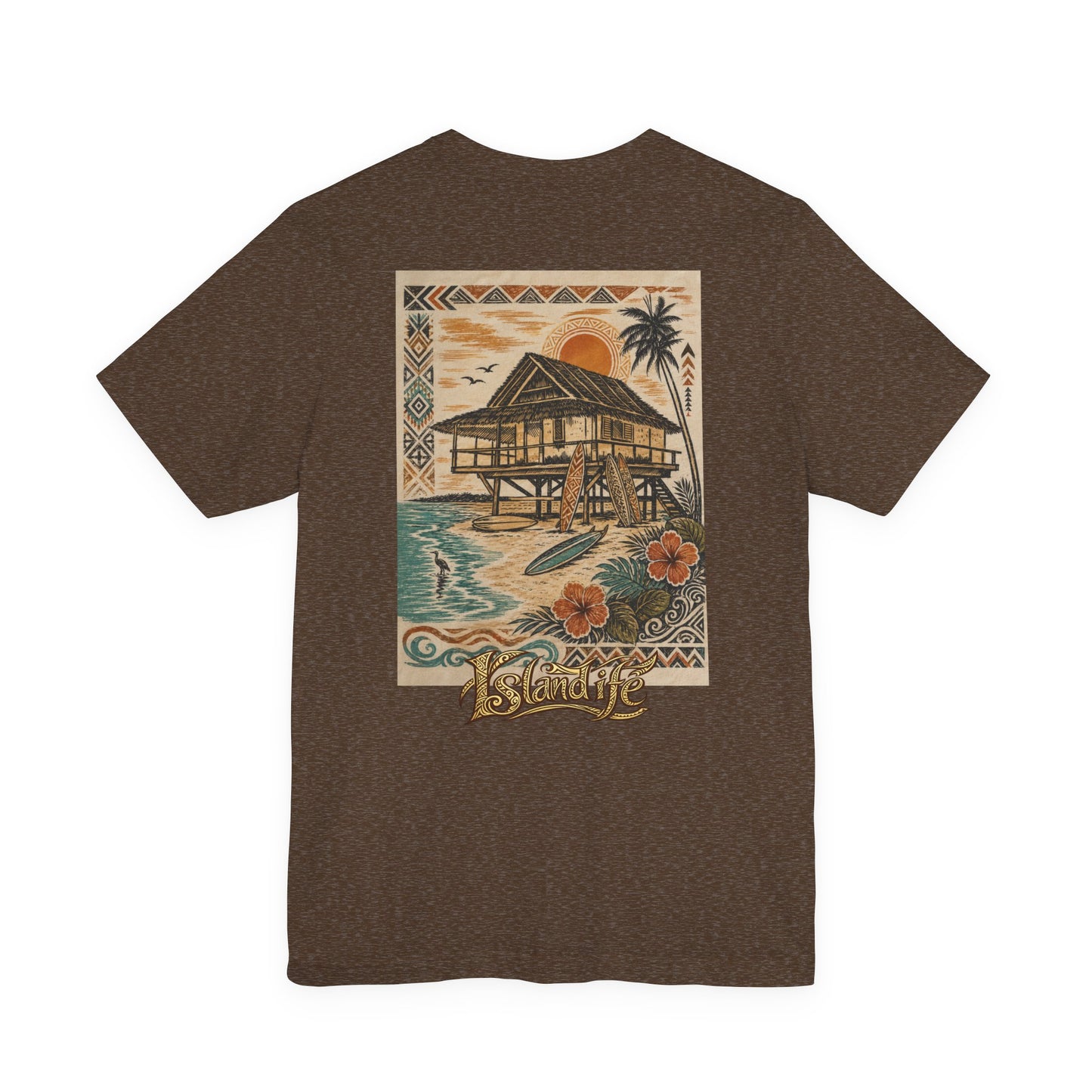 Tropical Beach Hut Tee — Vintage Hawaiian Surf Graphic T-Shirt