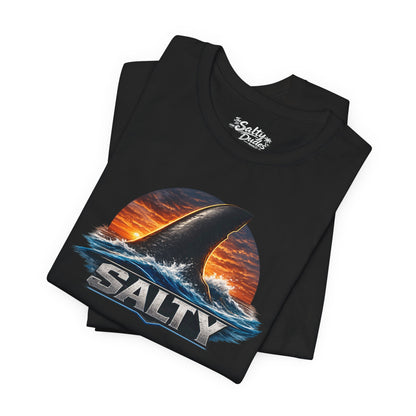 Salty Shark Tee – Ocean Sunset Shark Fin T‑Shirt