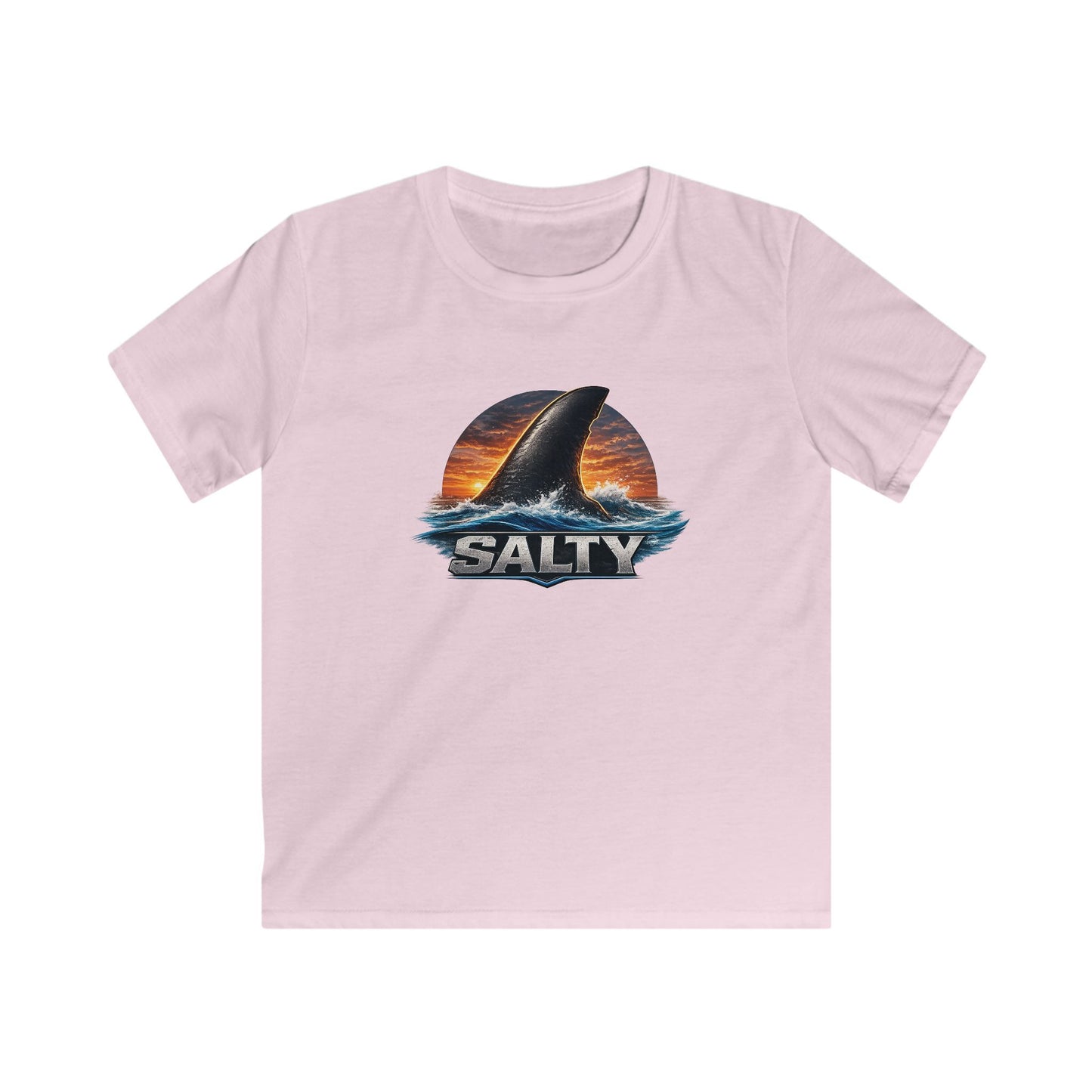 Kids Tee - 'Salty' Shark Fin Sunset Graphic Shirt