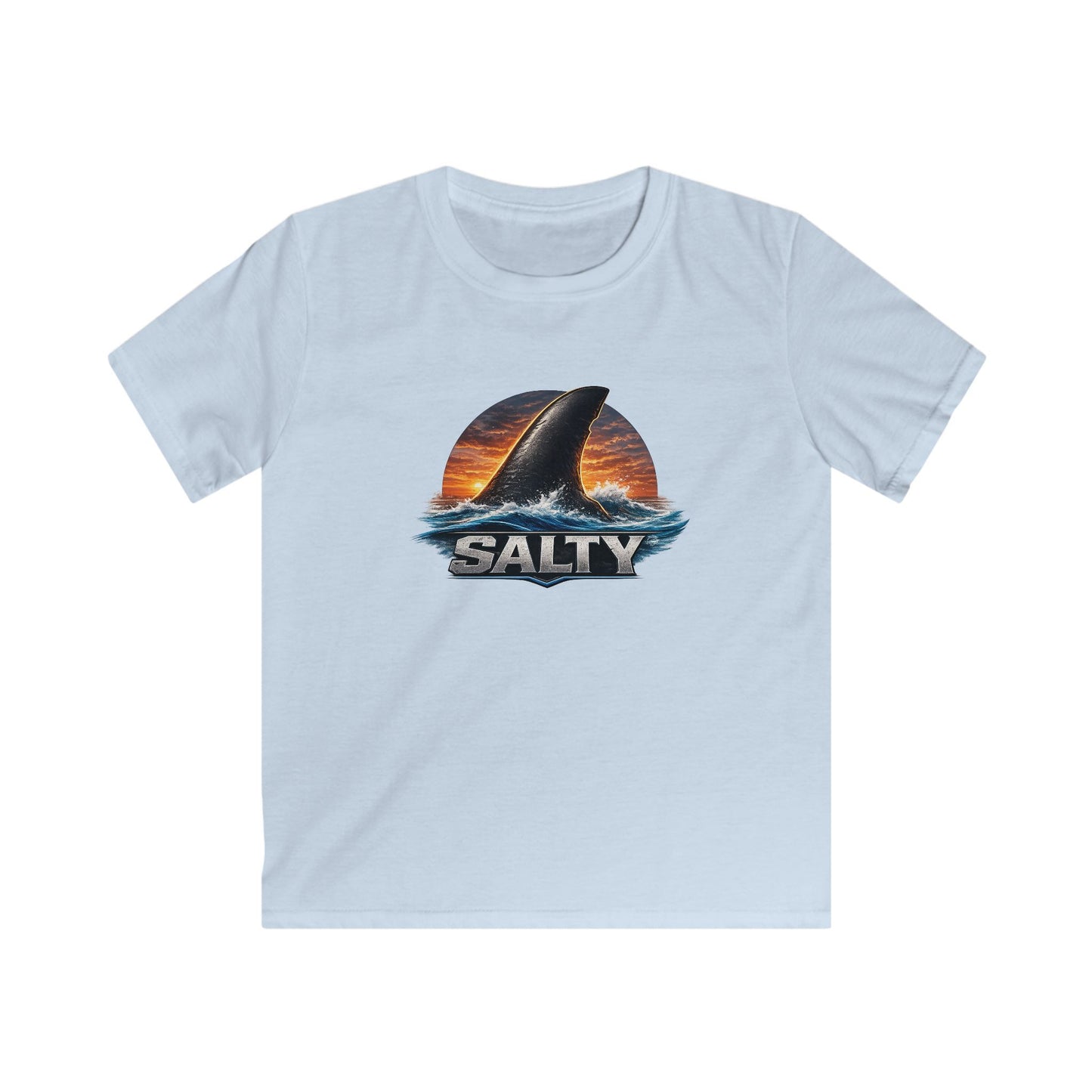 Kids Tee - 'Salty' Shark Fin Sunset Graphic Shirt