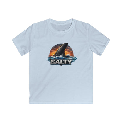 Kids Tee - 'Salty' Shark Fin Sunset Graphic Shirt